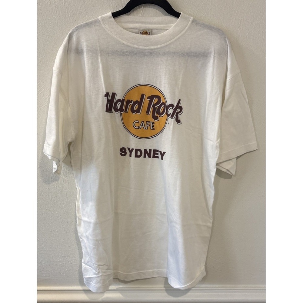 Hard Rock Cafe Sydney T-Shirt Mens L White Classic Logo Australia
